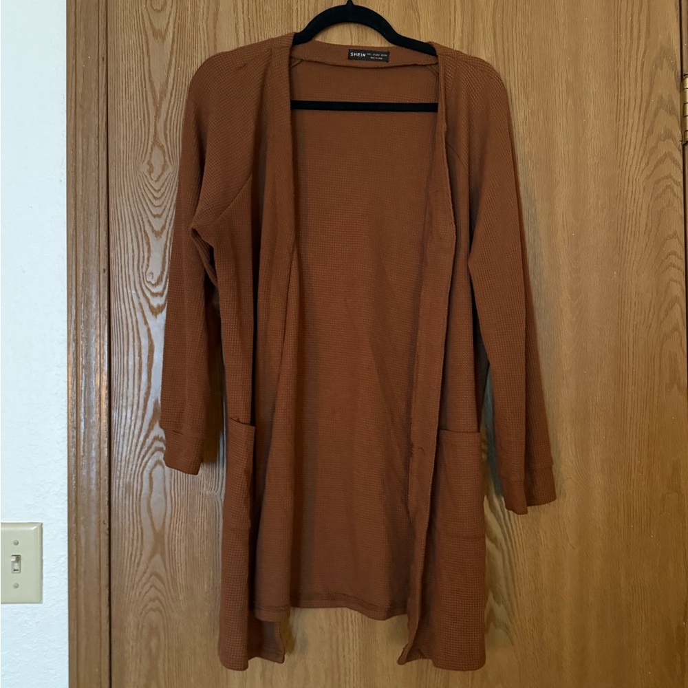 SHEIN Rust Open Front Cardigan